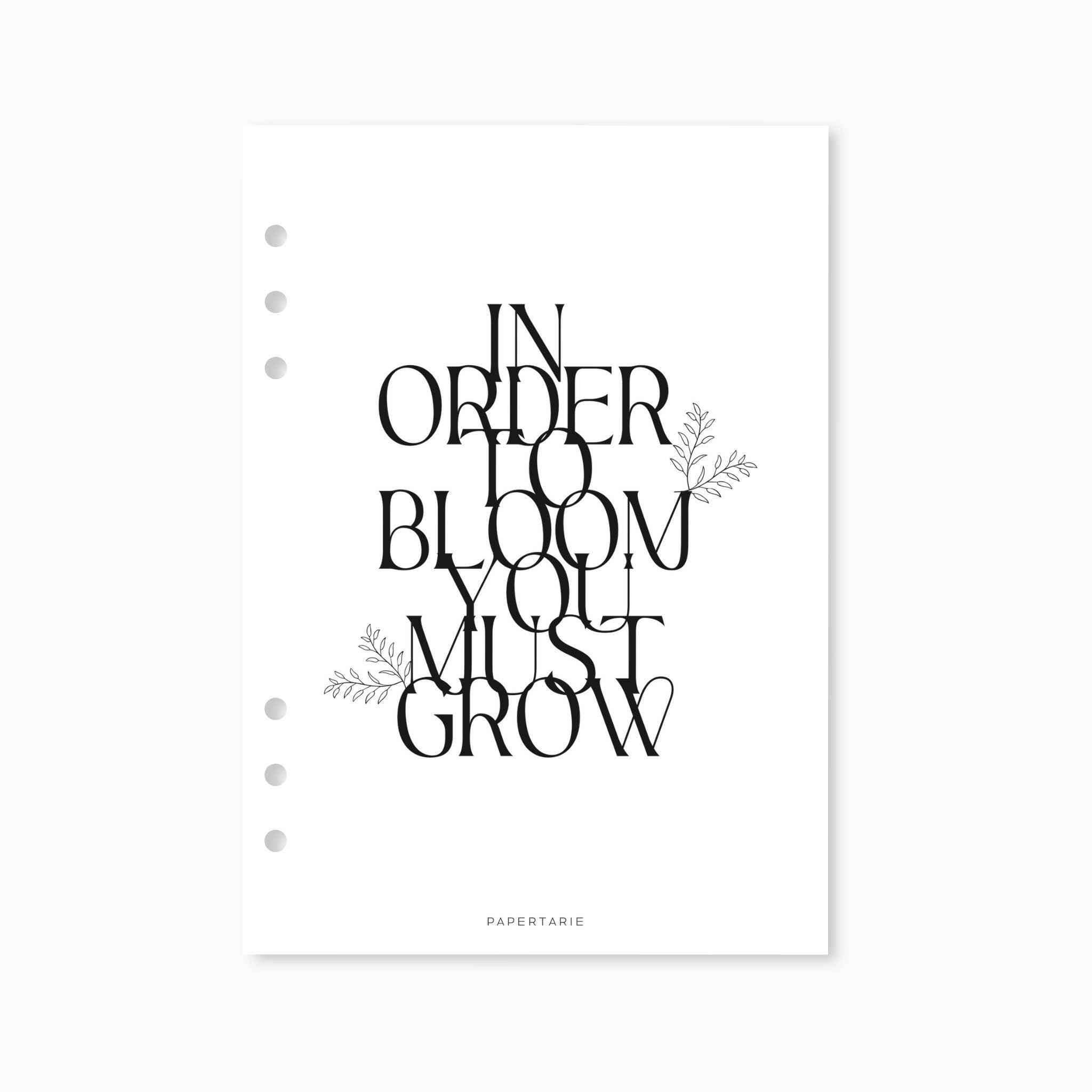 Printed | Planner Dashboard | In Order to Bloom | A5, A6, Personal, Pocket | Minimal | Premium