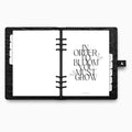 Printed | Planner Dashboard | In Order to Bloom | A5, A6, Personal, Pocket | Minimal | Premium