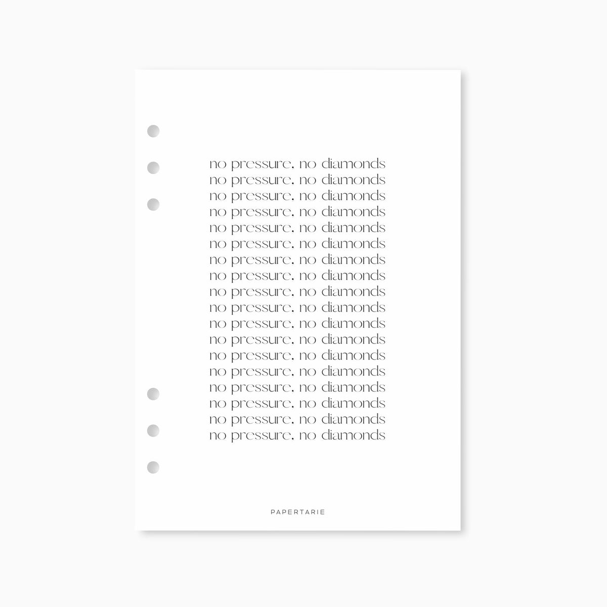 Printed | Planner Dashboard | Vellum | No Diamonds, No Pressure | A5, A6, Personal, Pocket | Minimal | Aesthetic