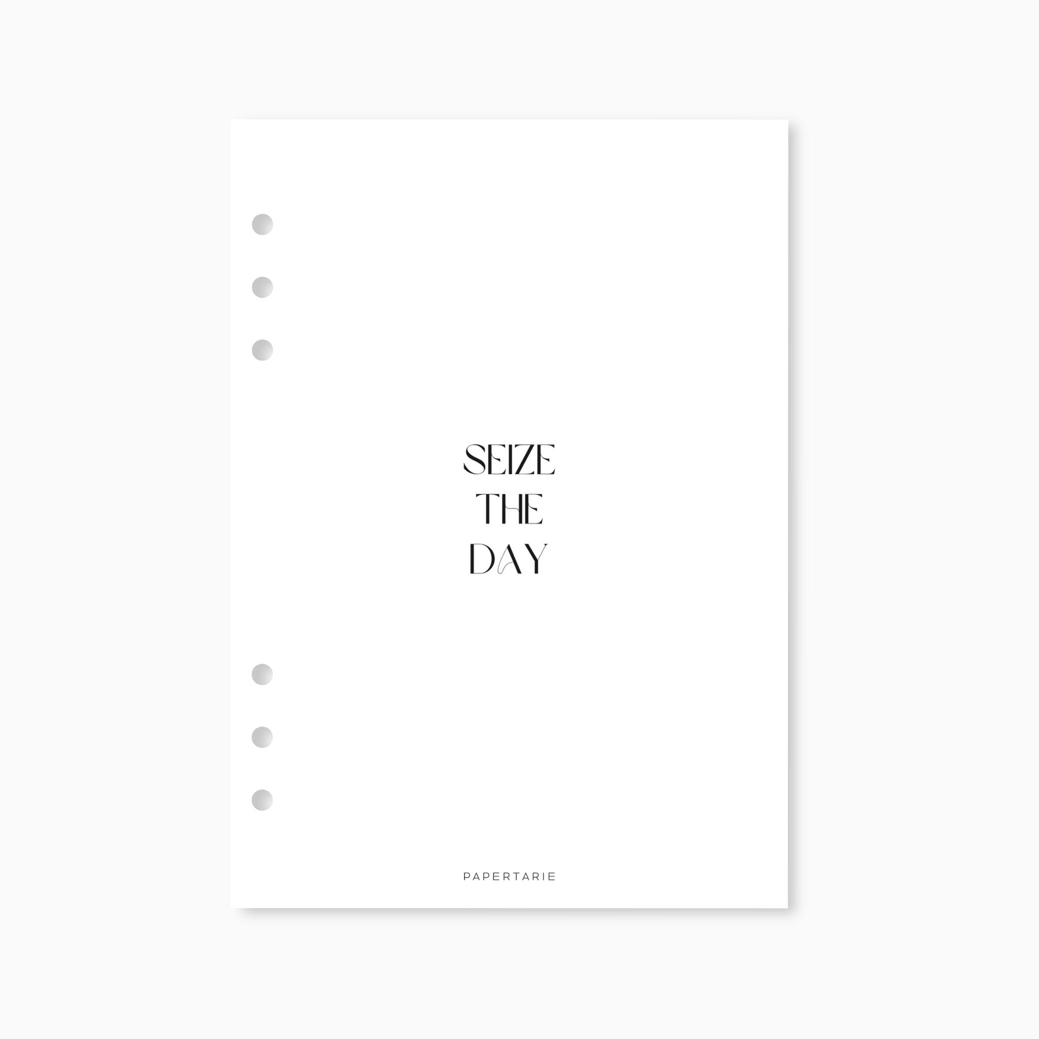 Printed | Planner Dashboard | Seize The Day | A5, A6, Personal, Pocket | Minimal | Premium