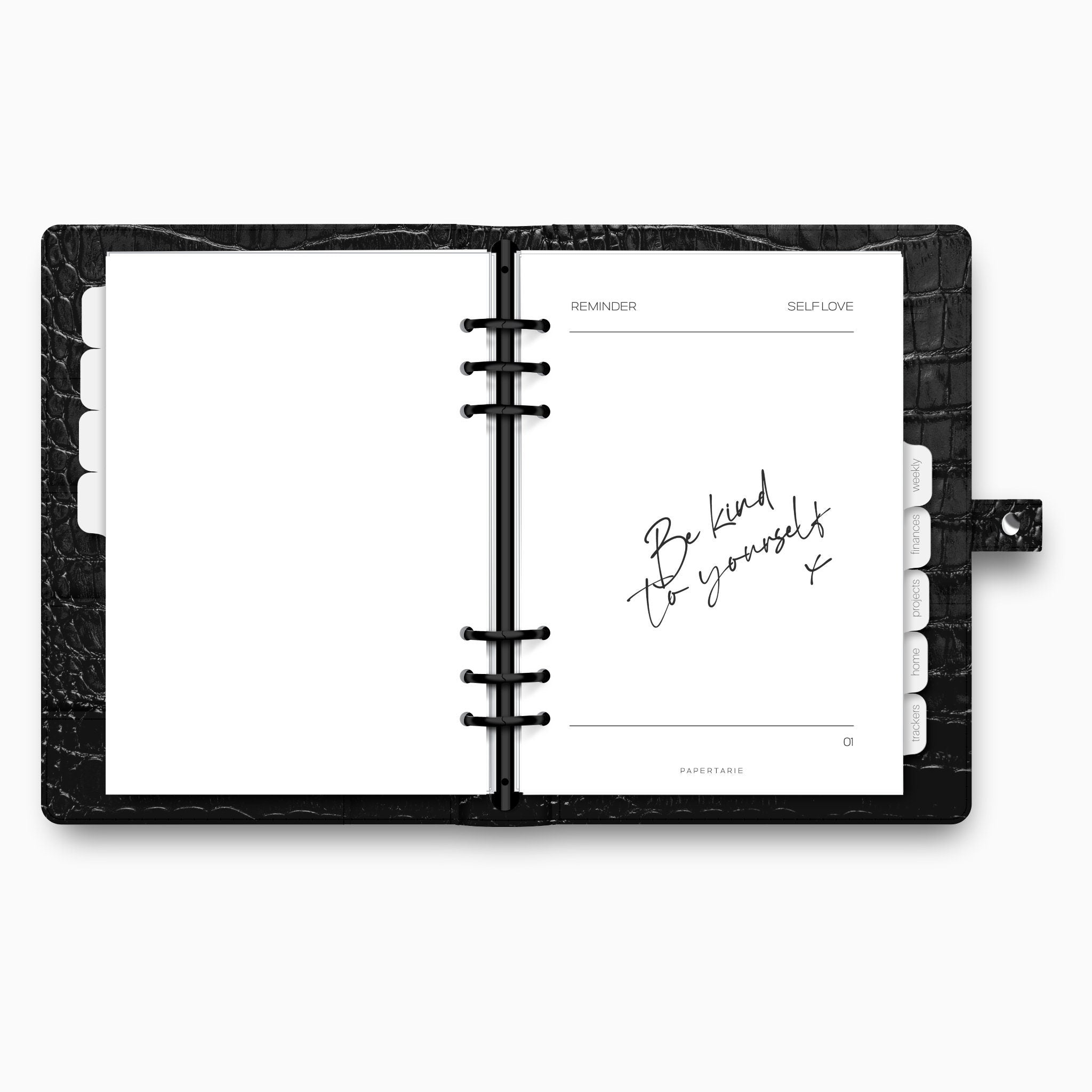Printed | Planner Dashboard | Reminder: be kind to yourself Memo | A5, A6, Personal, Pocket | Minimal