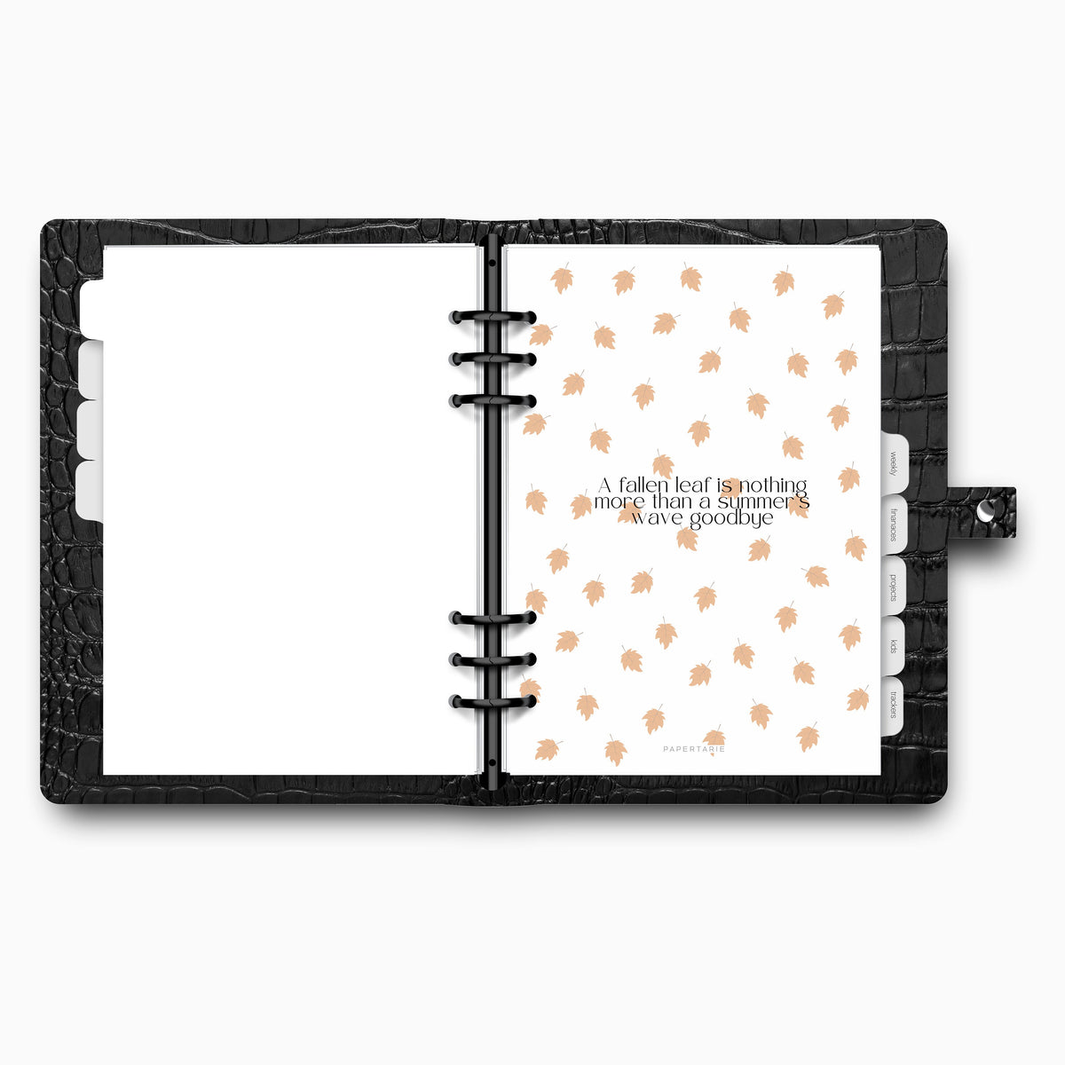 Printed | Planner Dashboard | Autumn Duo | Fallen Leaves and Vellum Pair | A5, A6, Personal | Minimal | Aesthetic