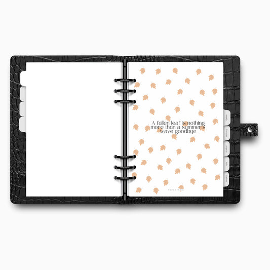 Printed | Planner Dashboard | Autumn Duo | Fallen Leaves and Vellum Pair | A5, A6, Personal | Minimal | Aesthetic