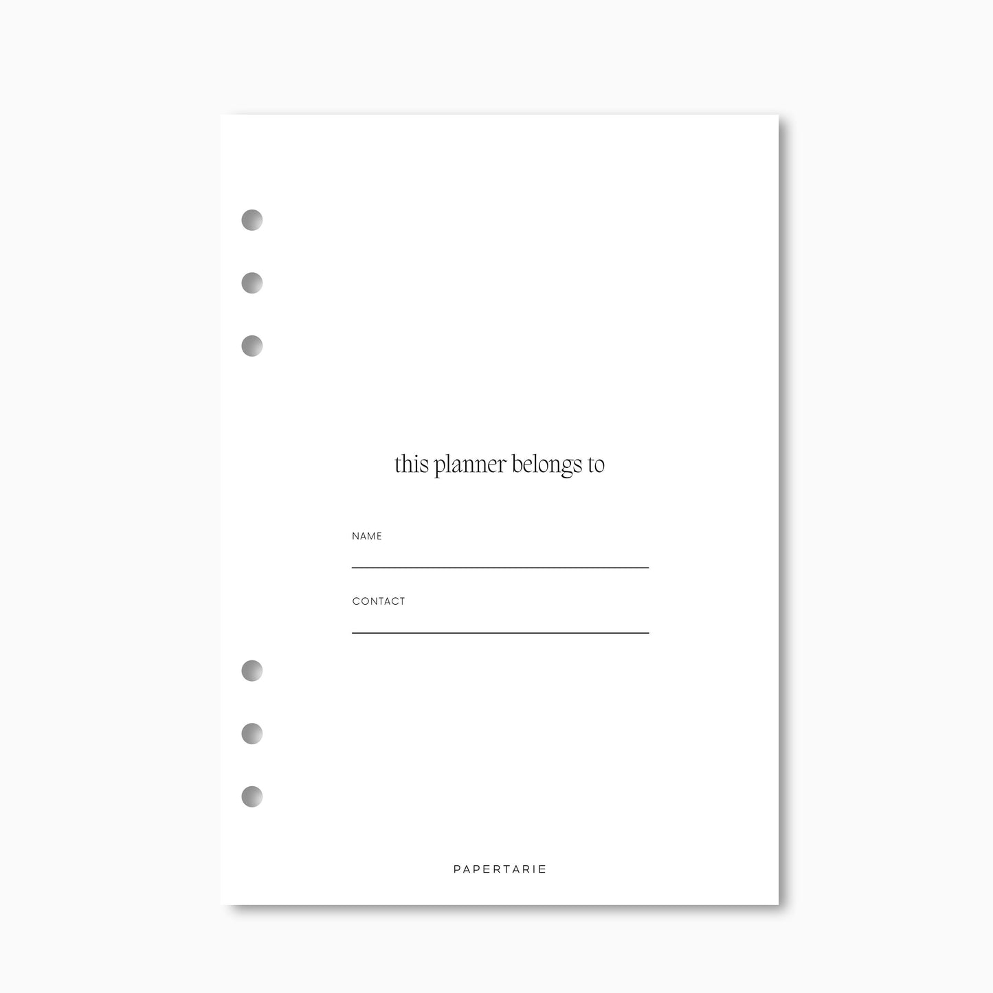 Printed | Planner Insert | This Planner Belongs To.. | A5, A6, Personal | Minimal | Options | Aesthetic