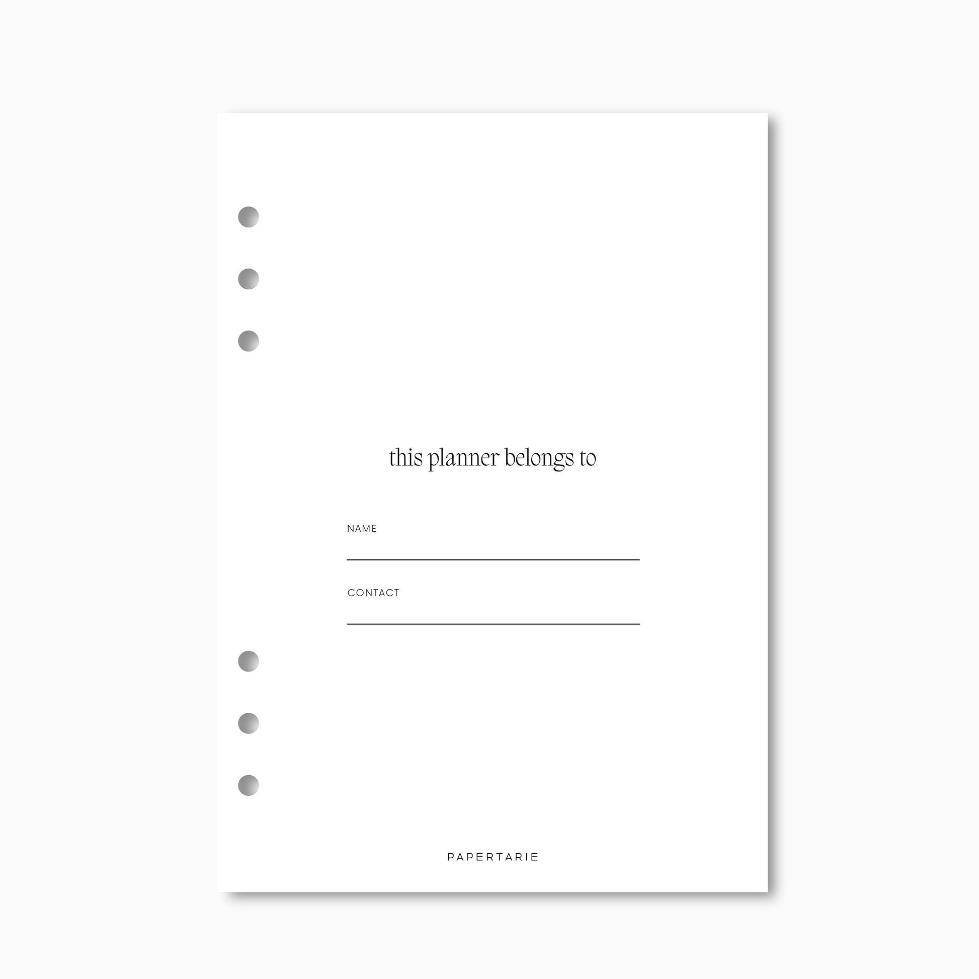Printed | Planner Insert | This Planner Belongs To.. | A5, A6, Personal | Minimal | Options | Aesthetic
