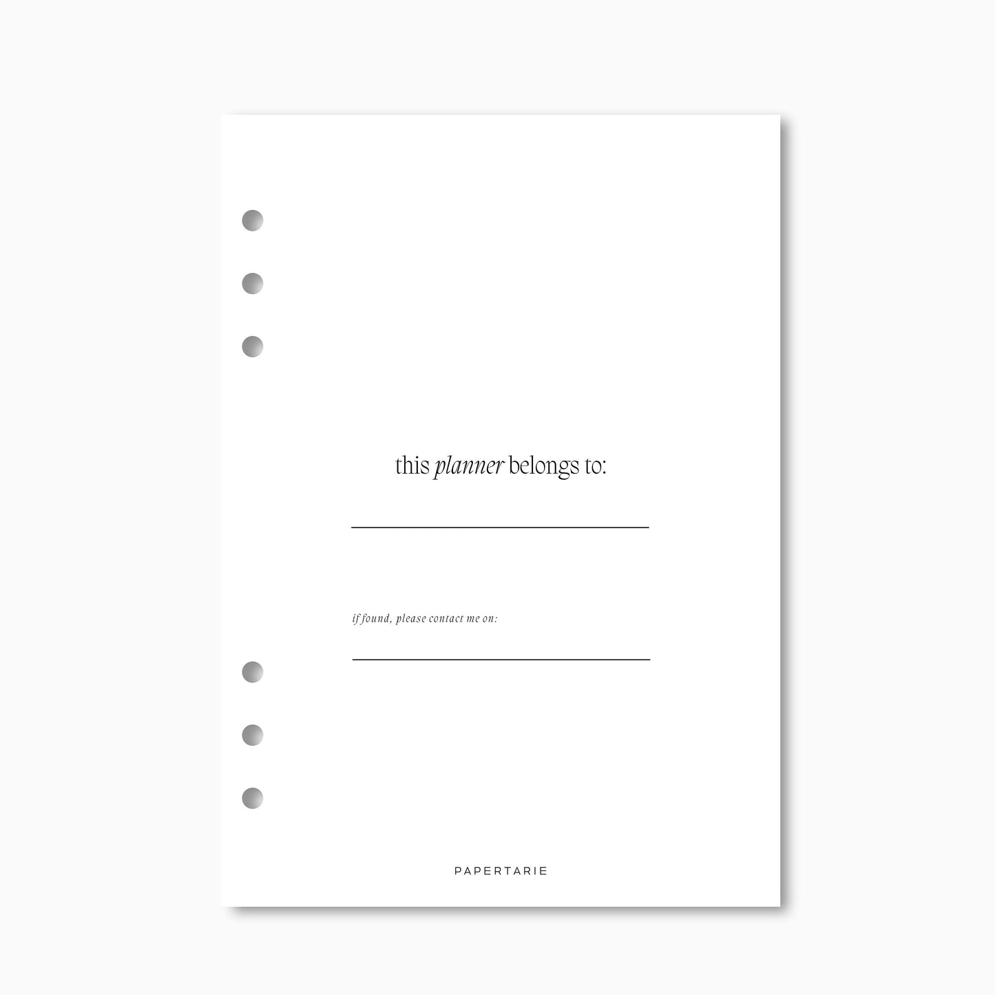 Printed | Planner Insert | This Planner Belongs To.. | A5, A6, Personal | Minimal | Options | Aesthetic