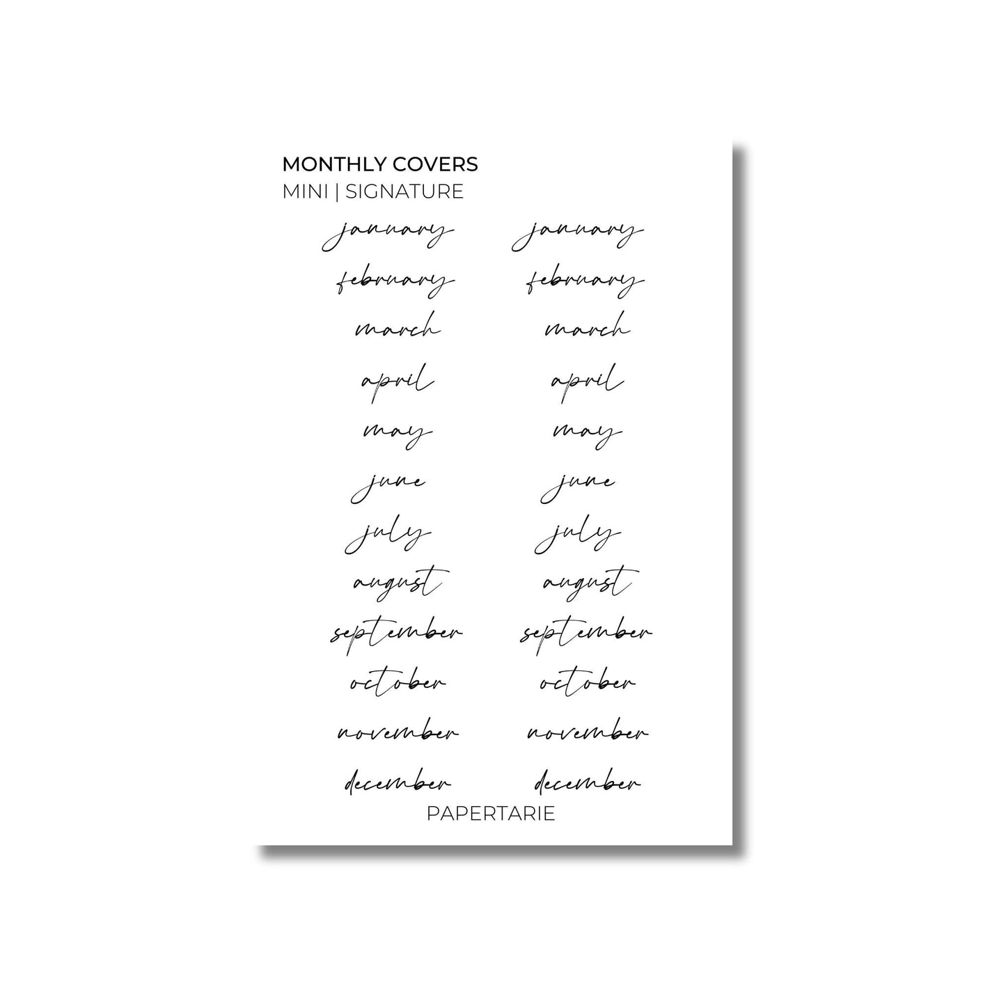 Mini Monthly Text Stickers | Custom | Transparent | Glossy | Matte | Standard Size | Options