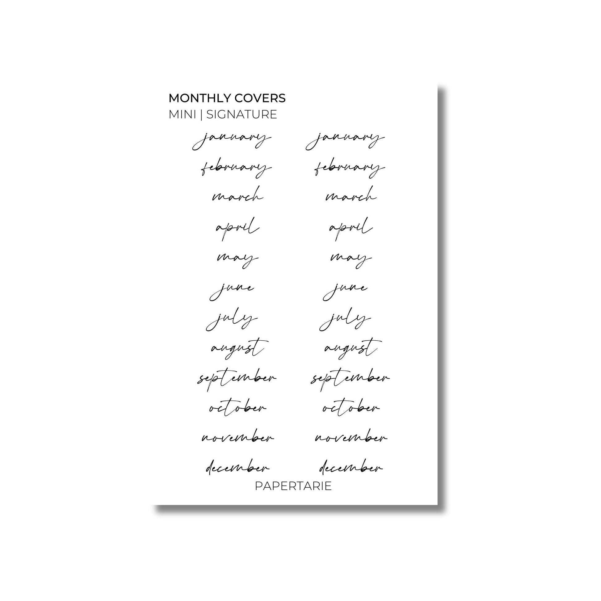 Mini Monthly Text Stickers | Custom | Transparent | Glossy | Matte | Standard Size | Options