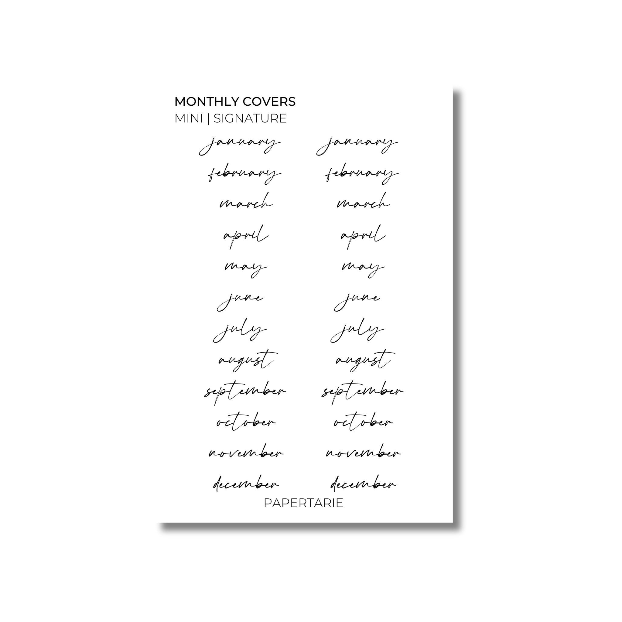 Mini Monthly Text Stickers | Custom | Transparent | Glossy | Matte | Standard Size | Options