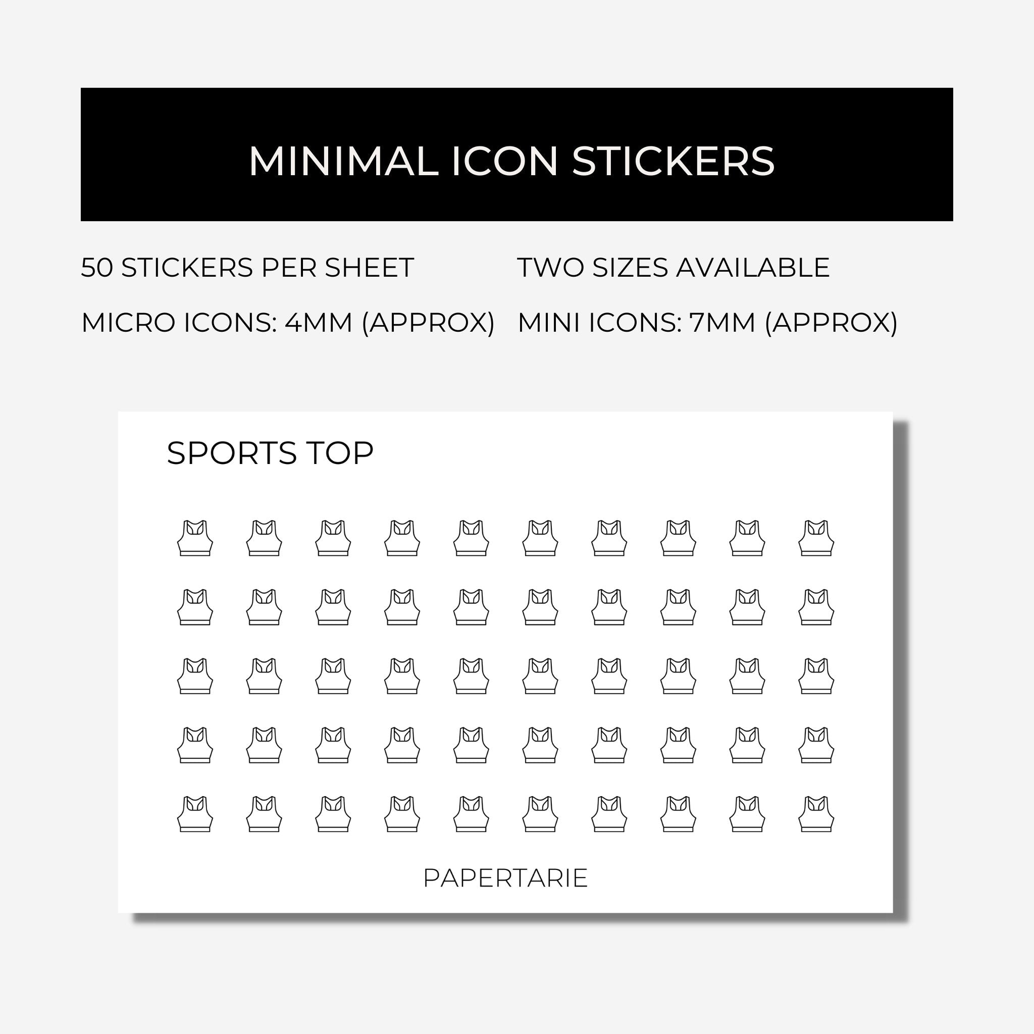 Mini Fitness Icon Stickers | Mini Icons | 18 Options | Transparent | Matte | Glossy | Minimal | Two Sizes | Planner Stickers