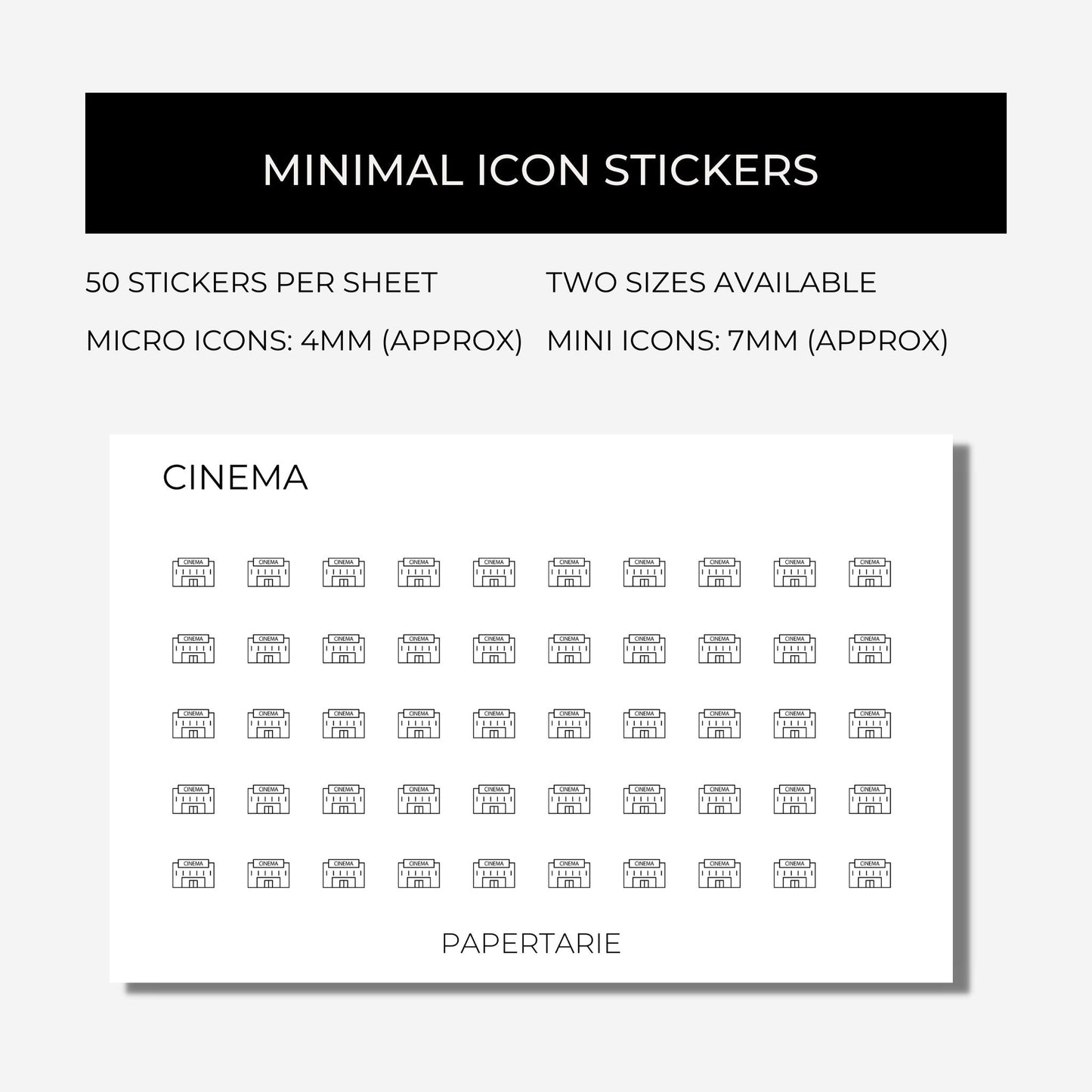 Micro Entertainment Icon Stickers | 18 Options | Micro Icon | Transparent | Matte | Glossy | Minimal | Two Sizes | Hobonichi