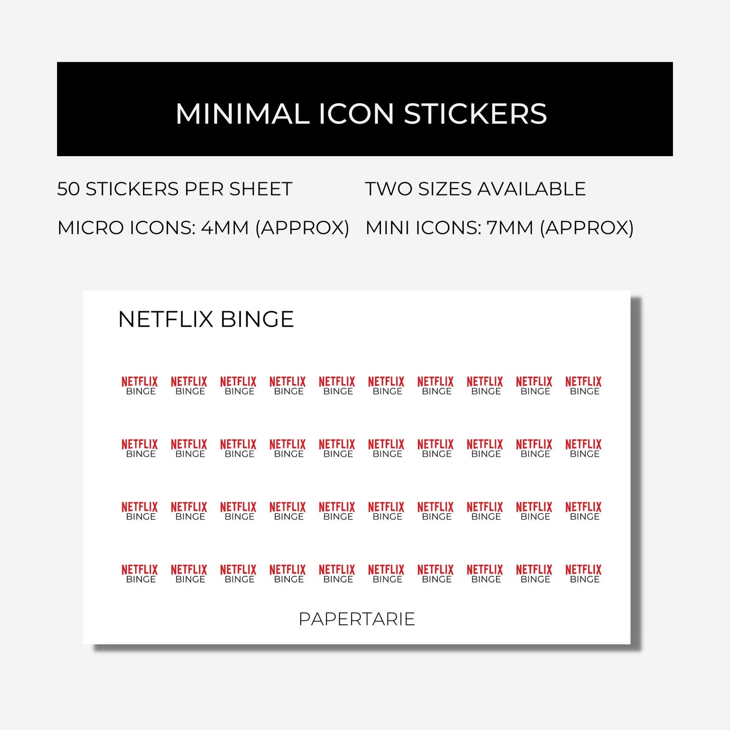 Hobby Icon Stickers | Mini Icon Stickers | 18 Options | Transparent Matte | Minimal | Planner Stickers