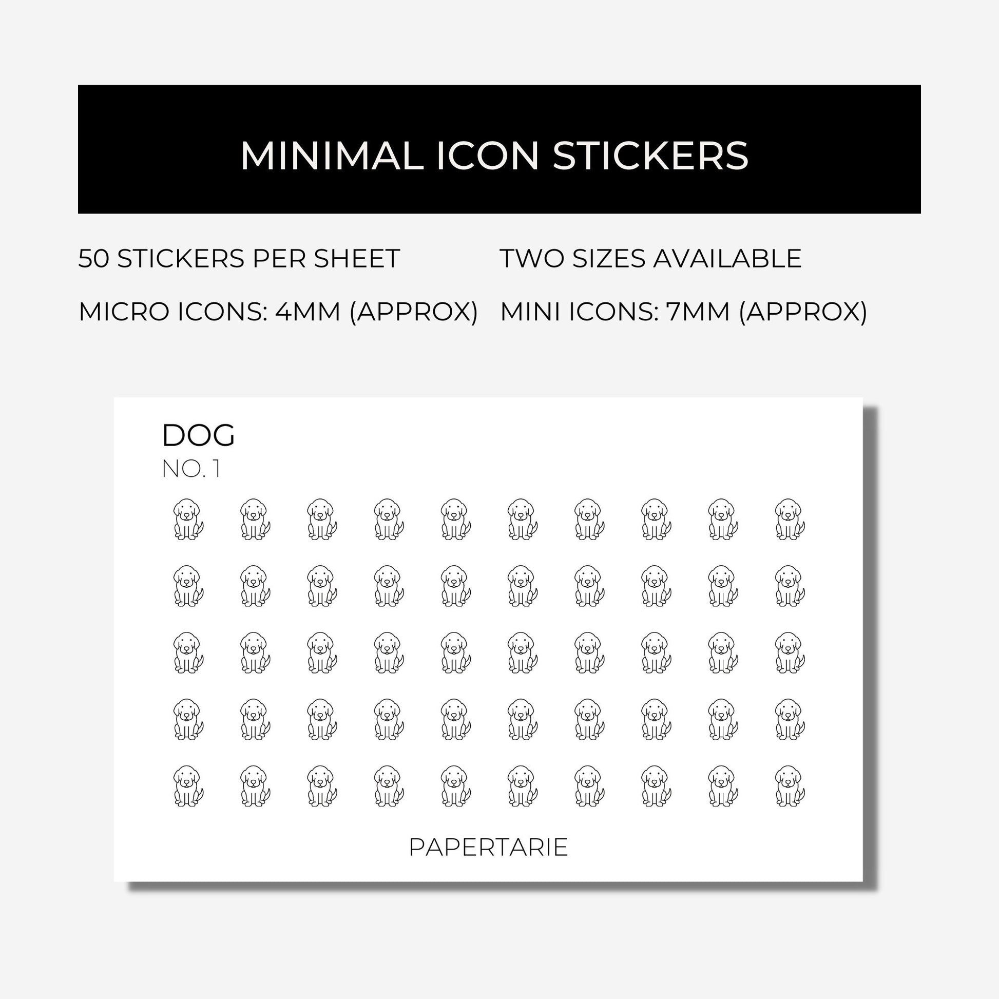 Mini Pet Icon Stickers | Mini Icons | 26 Options | Transparent | Matte | Glossy | Minimal | Hobonichi | Planner Stickers