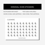 Cleaning Icon Stickers | Mini Icon Stickers | 17 Options | Chores | Transparent Matte | Minimal | Planner Stickers