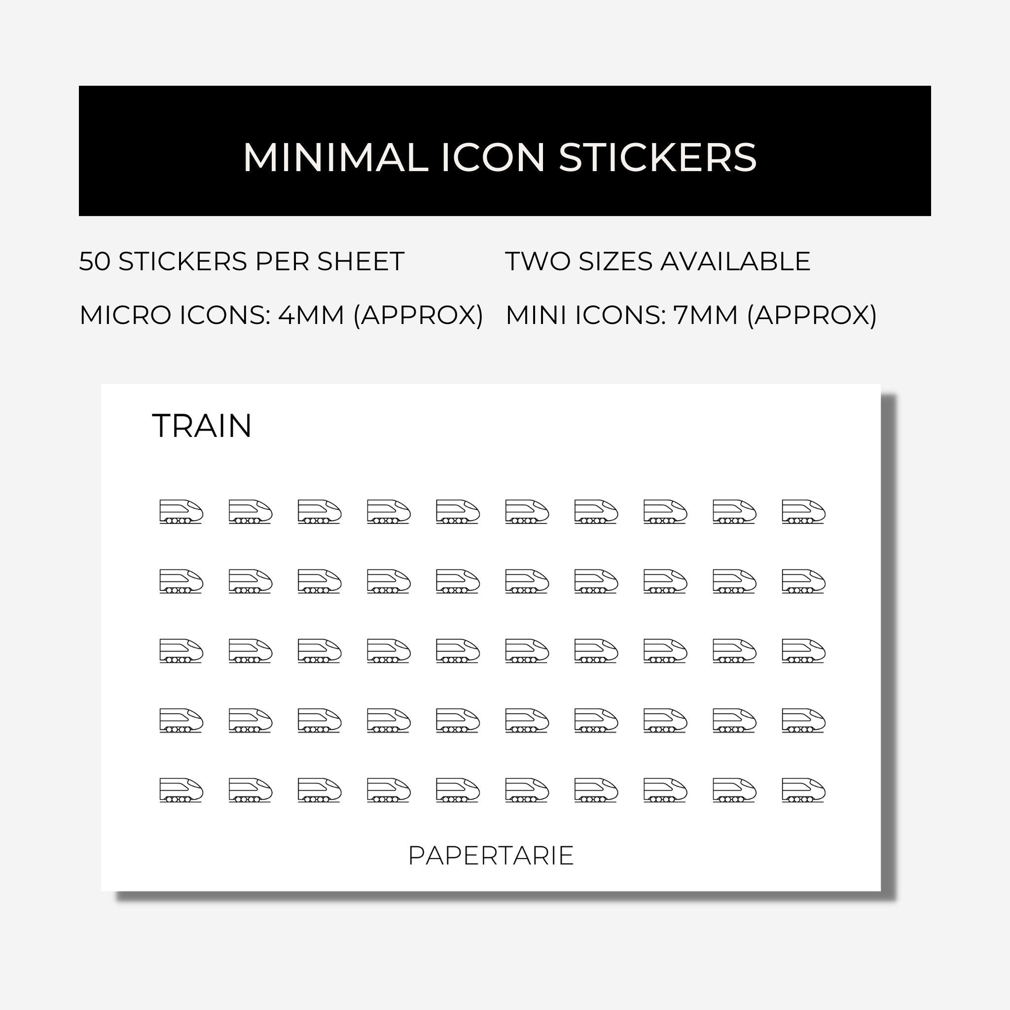 Transportation Icons Stickers | Mini Icon Stickers | 9 Options | Transparent Matte | Minimal | Credit Card Size | Planner Stickers