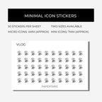 Mini Content Creator Icon Stickers | Mini Icons | 7 Options | Transparent | Matte | Glossy | Minimal | Hobonichi | Planner Stickers