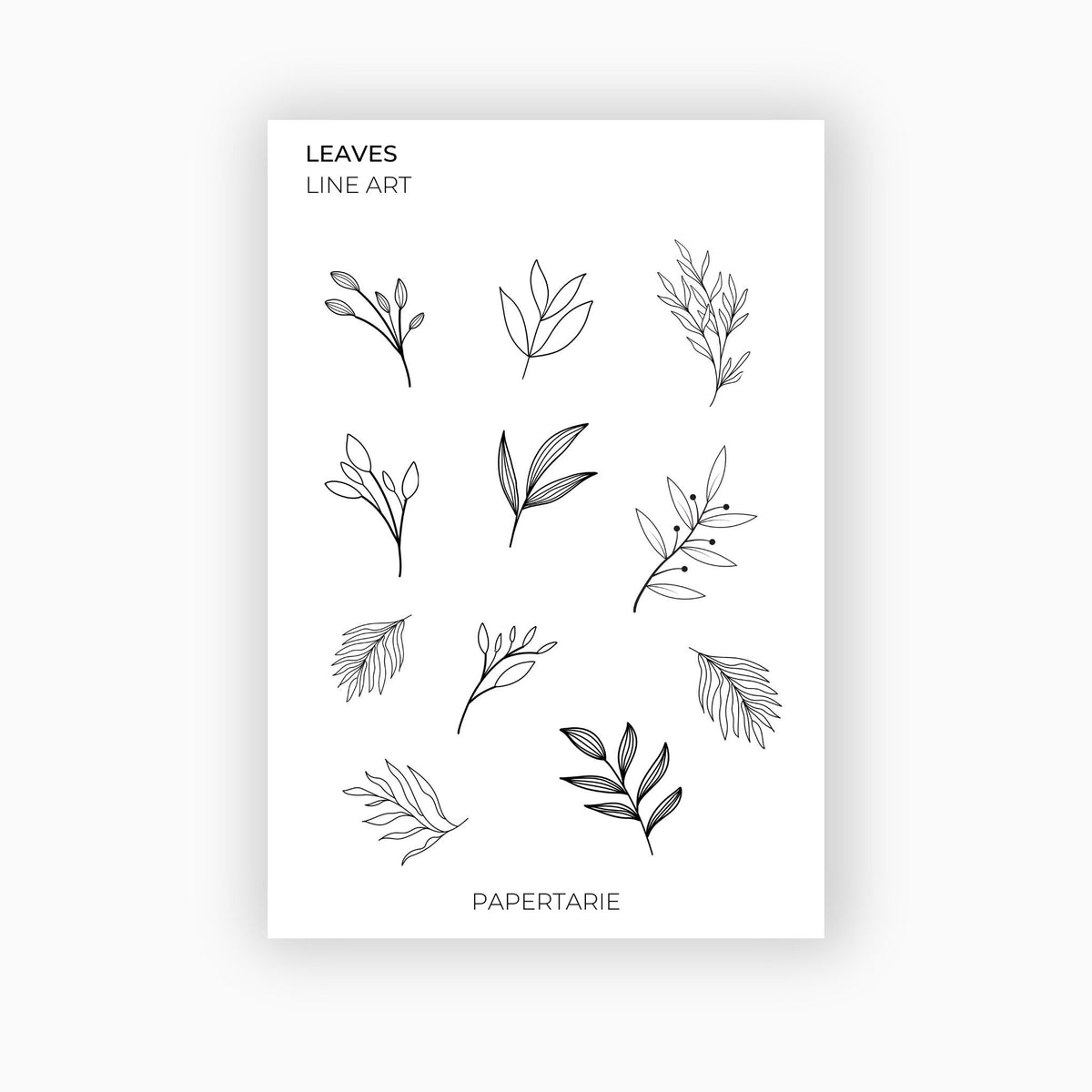 Line Art Stickers | Leaves | Transparent | Matte | Glossy | Standard Size | Planner | Journal | Planner Stickers