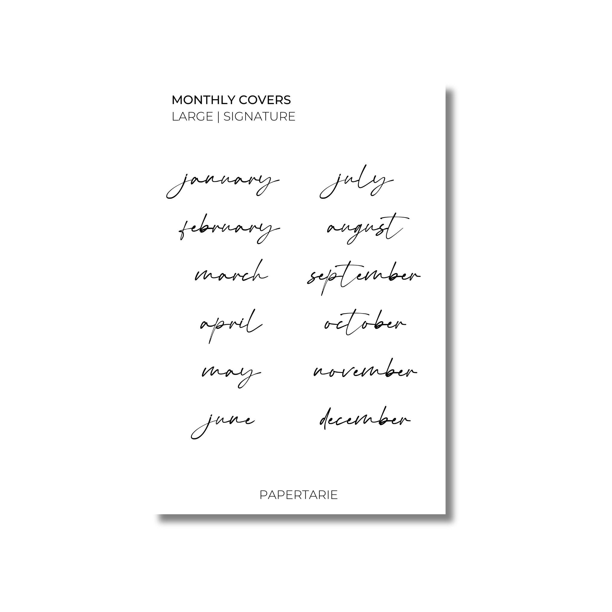 Large Monthly Text Stickers | Custom | Transparent | Glossy | Matte | Standard Size | Options