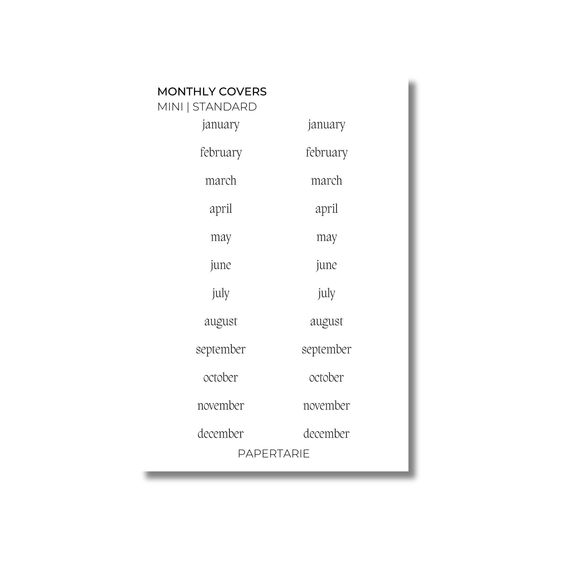 Mini Monthly Text Stickers | Custom | Transparent | Glossy | Matte | Standard Size | Options