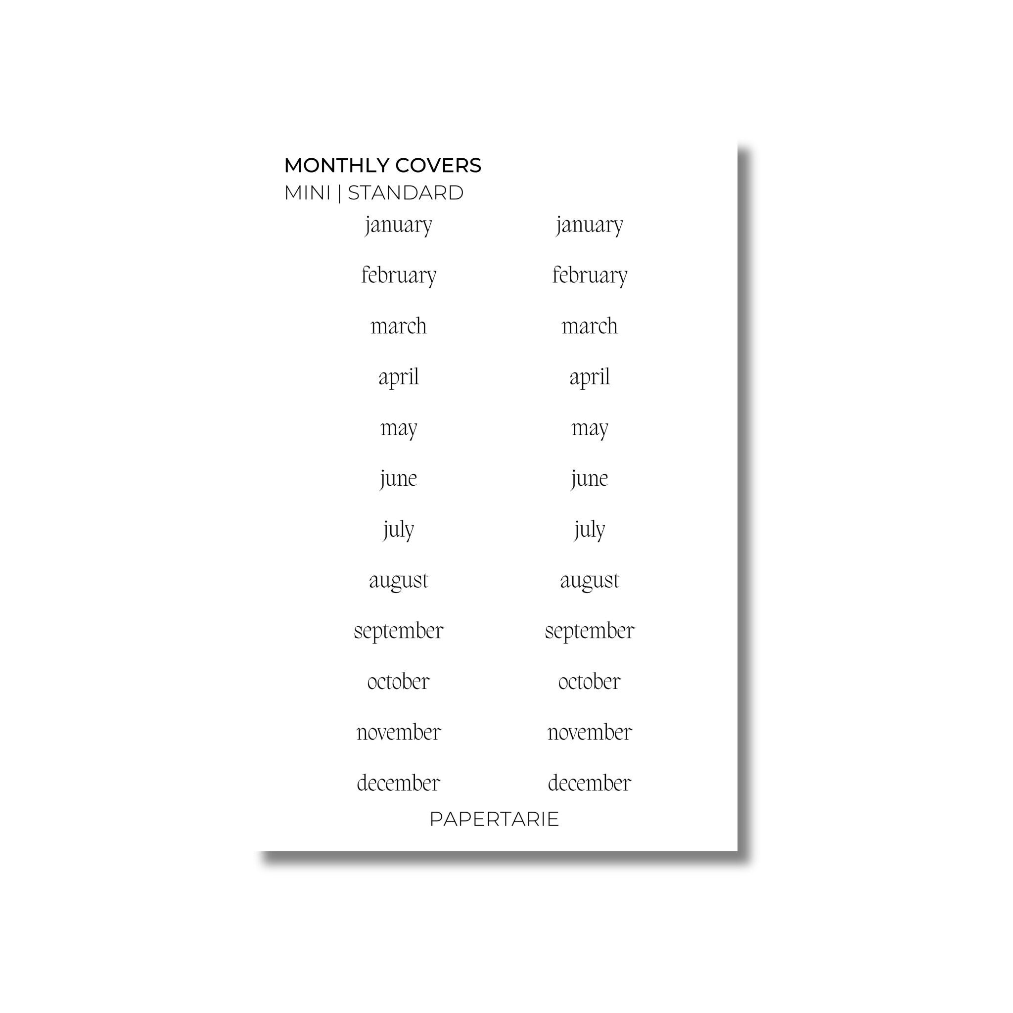 Mini Monthly Text Stickers | Custom | Transparent | Glossy | Matte | Standard Size | Options