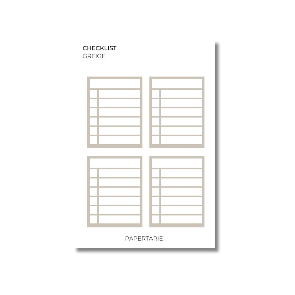 Checklist | Functional Stickers | Transparent Matte | Standard Size | Options
