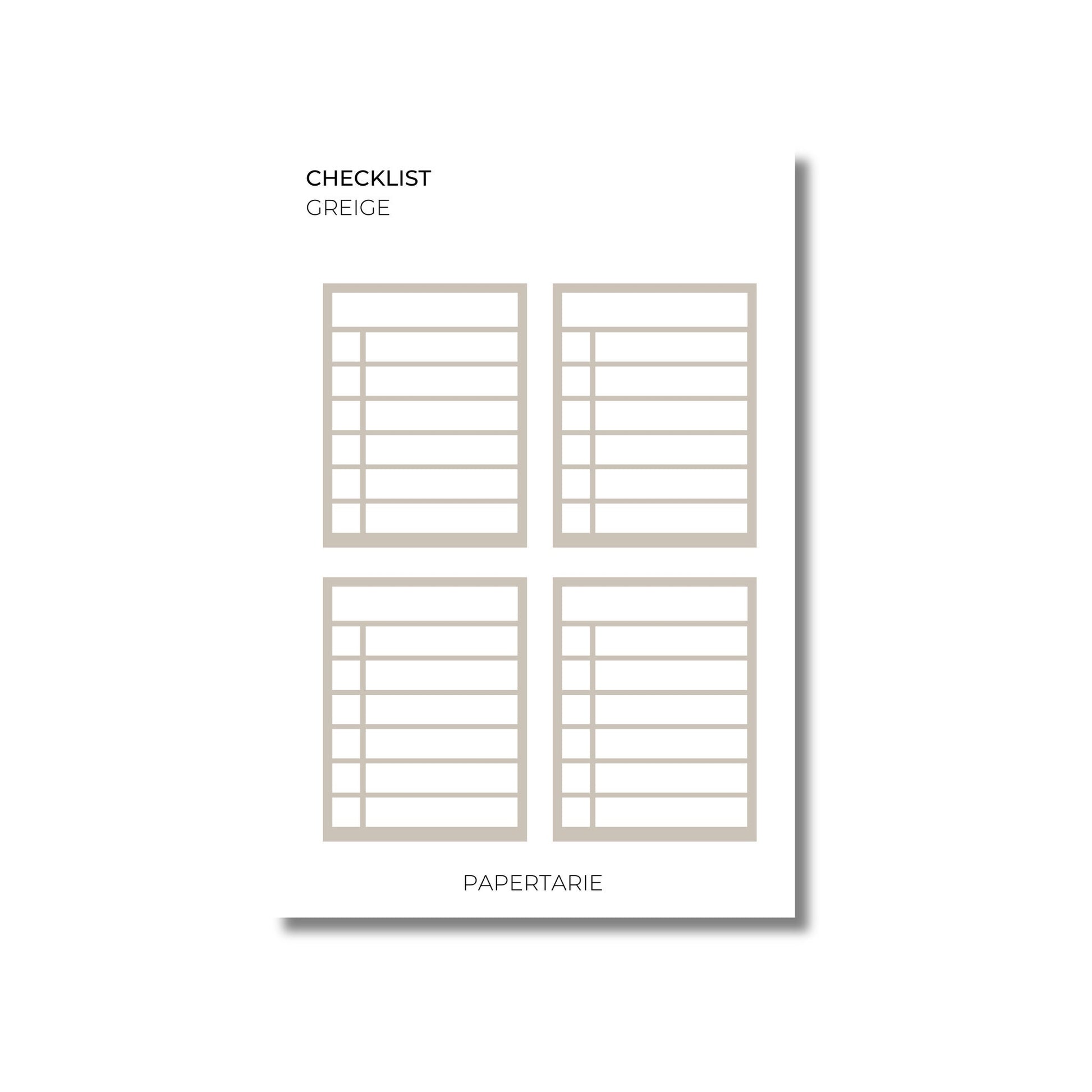 Checklist | Functional Stickers | Transparent Matte | Standard Size | Options