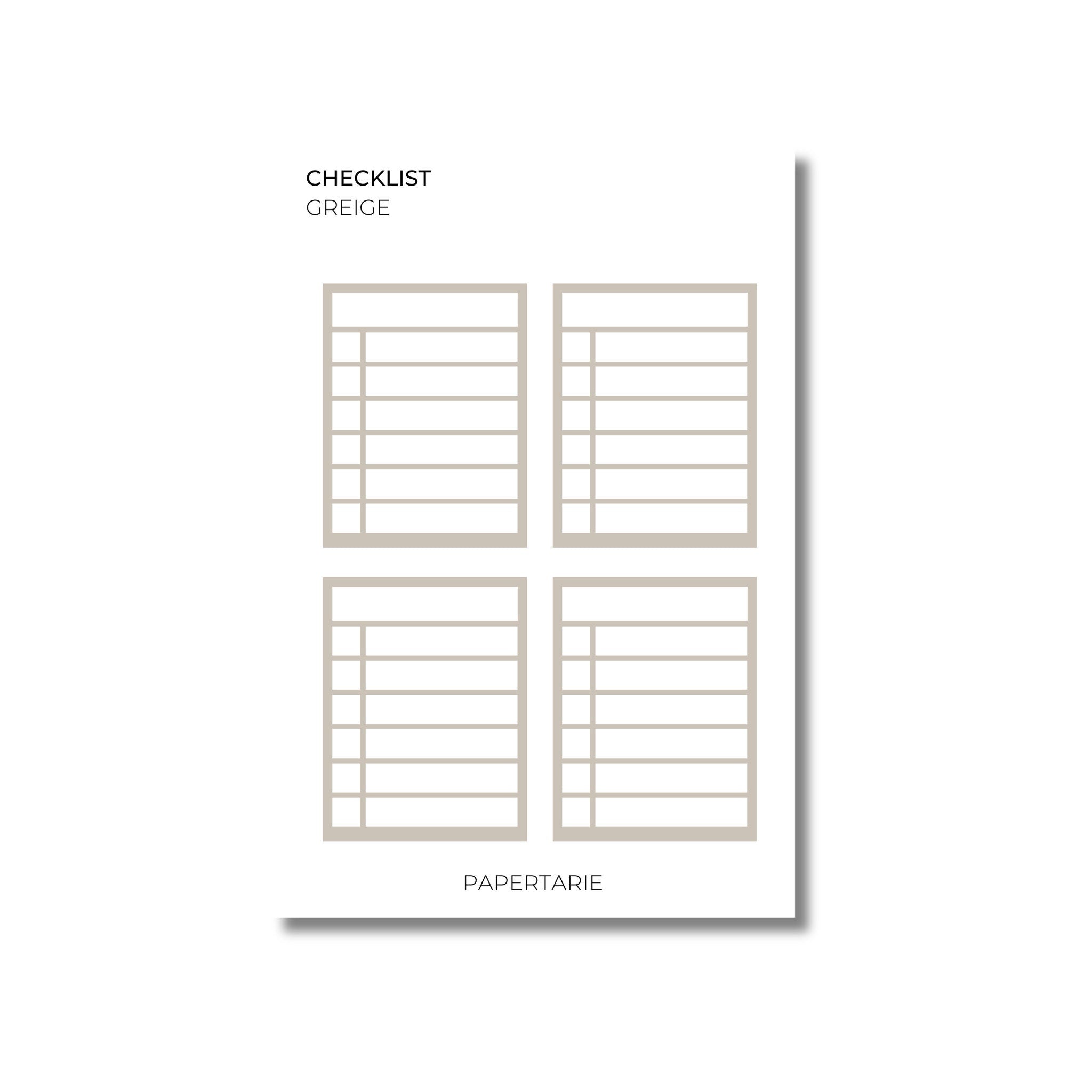 Checklist | Functional Stickers | Transparent Matte | Standard Size | Options