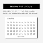 Beauty & Wellbeing Icon Stickers | Skincare, Self Care, Spa Mini Icon Stickers | 43 Options | Transparent Matte | Minimal | Planner Stickers