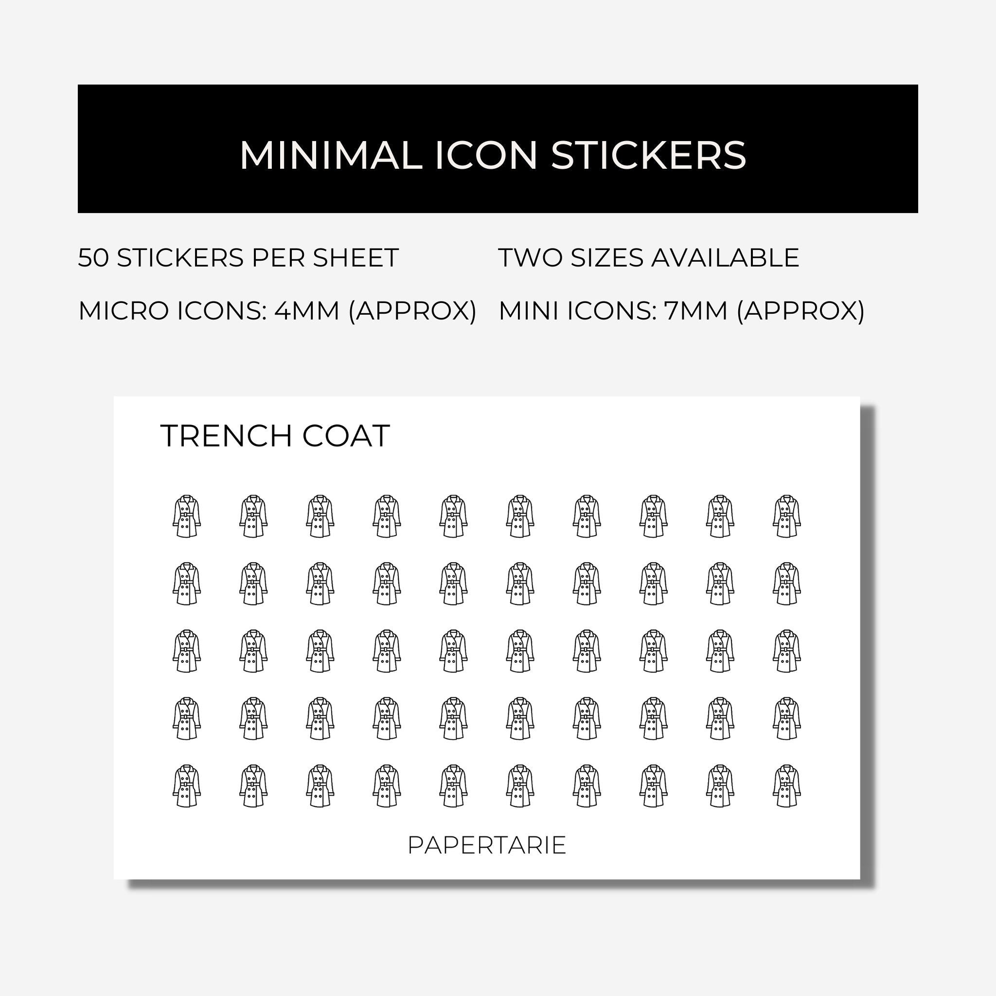 Mini Apparel Icon Stickers | 9 Options | Mini Icons | Transparent | Matte | Glossy | Minimal | Hobonichi | Planner Stickers
