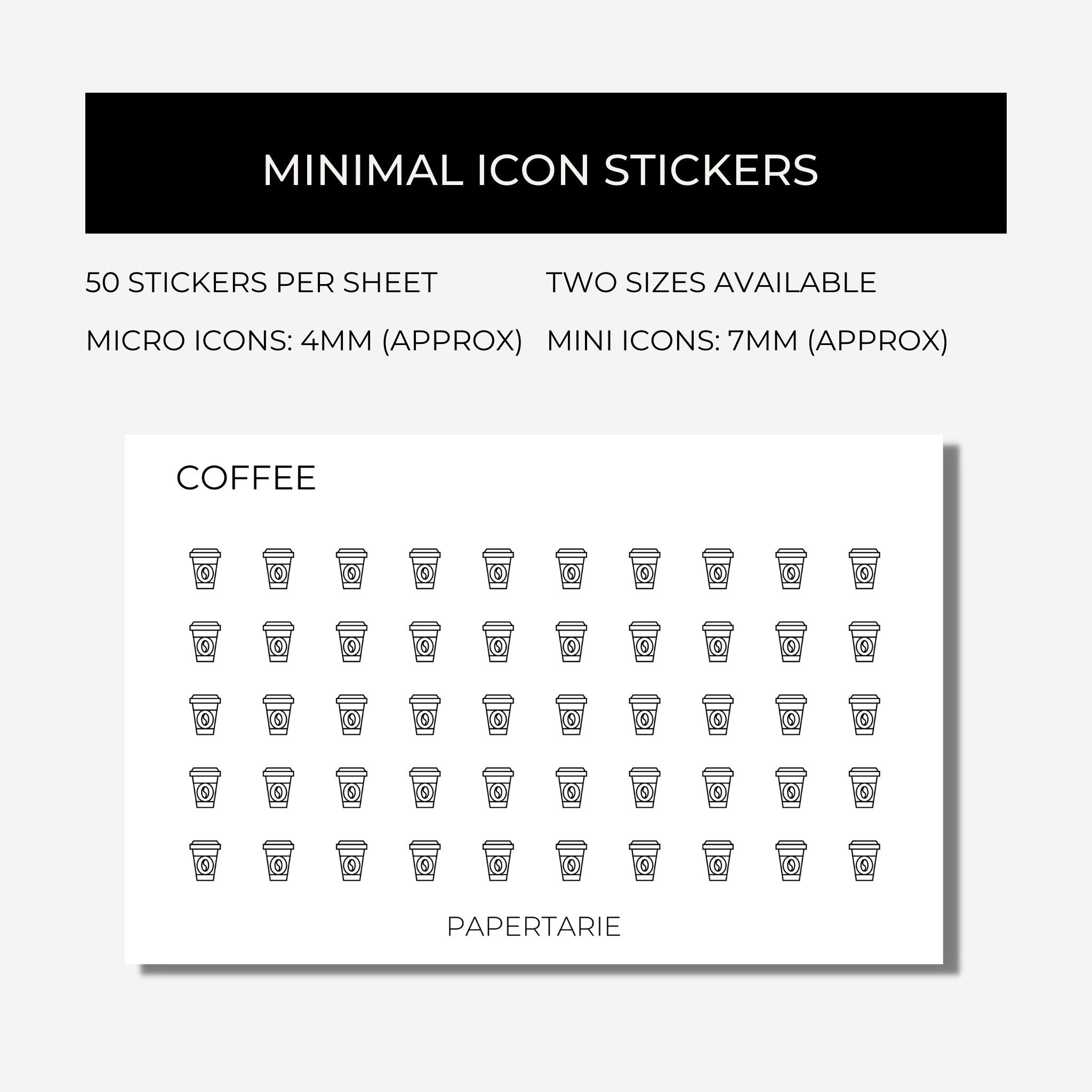 Mini Drinks Icon Stickers | Mini Icons | 18 Options | Transparent | Matte | Glossy | Minimal | Planner Stickers | Hobonichi