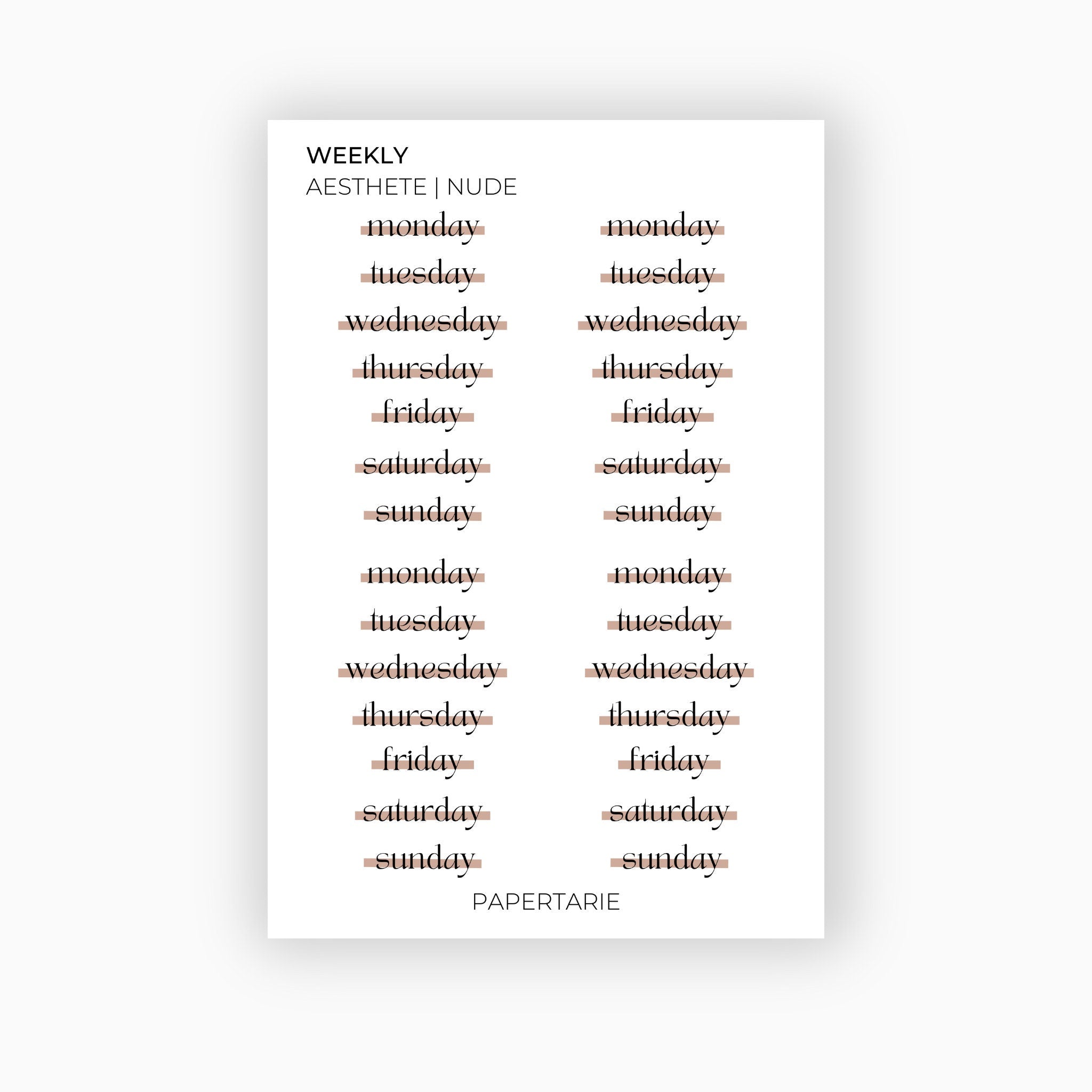 Matte Highlighted Weekly Stickers | Custom | Typographic | Four Fonts | Transparent | Matte | Standard Size | Options