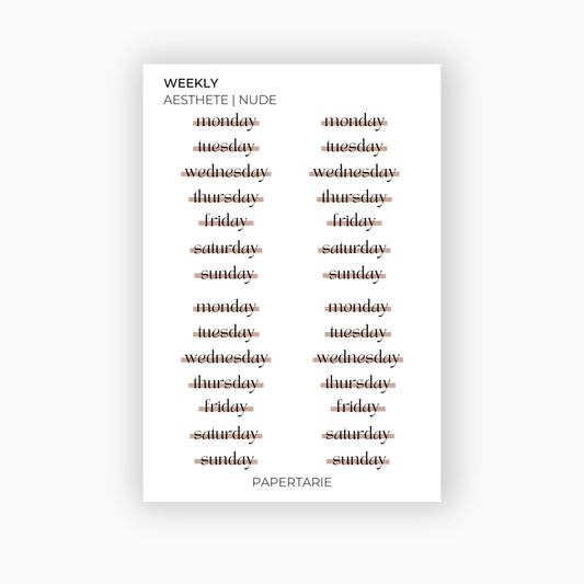 Matte Highlighted Weekly Stickers | Custom | Typographic | Four Fonts | Transparent | Matte | Standard Size | Options