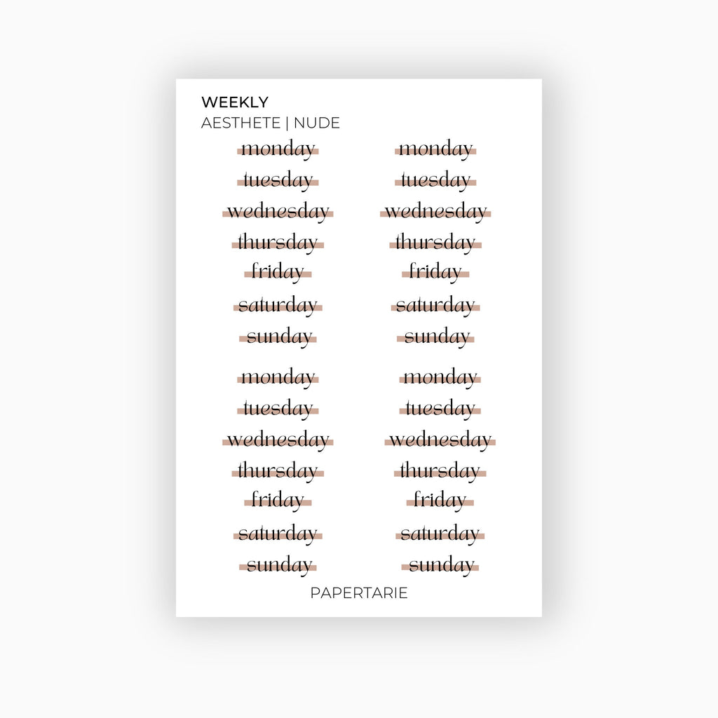 Glossy Highlighted Weekly Stickers | Custom | Typographic | Four Fonts | Transparent | Glossy | Standard Size | Options