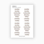 Glossy Highlighted Weekly Stickers | Custom | Typographic | Four Fonts | Transparent | Glossy | Standard Size | Options