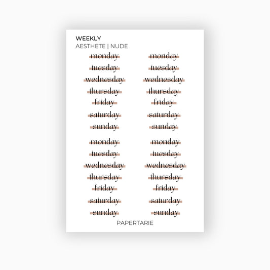 Glossy Highlighted Weekly Stickers | Custom | Typographic | Four Fonts | Transparent | Glossy | Standard Size | Options