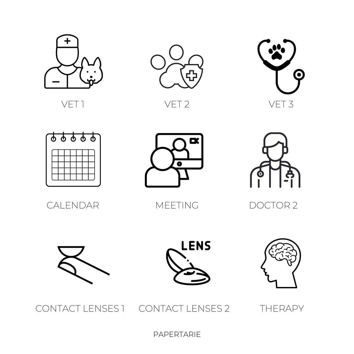 Mini Appointment Icon Stickers | Mini Icons | 20 Options | Transparent | Matte | Glossy | Minimal | Planner Stickers | Hobonichi