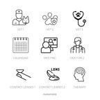 Appointment Icon Stickers | Mini Icon Stickers | 17 Options | Transparent Matte | Minimal | Planner Stickers
