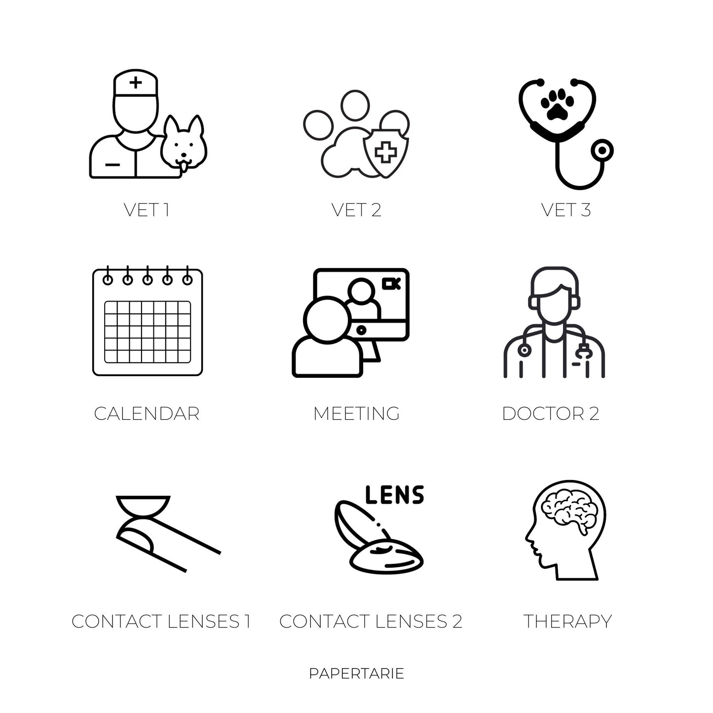 Appointment Icon Stickers | Mini Icon Stickers | 17 Options | Transparent Matte | Minimal | Planner Stickers