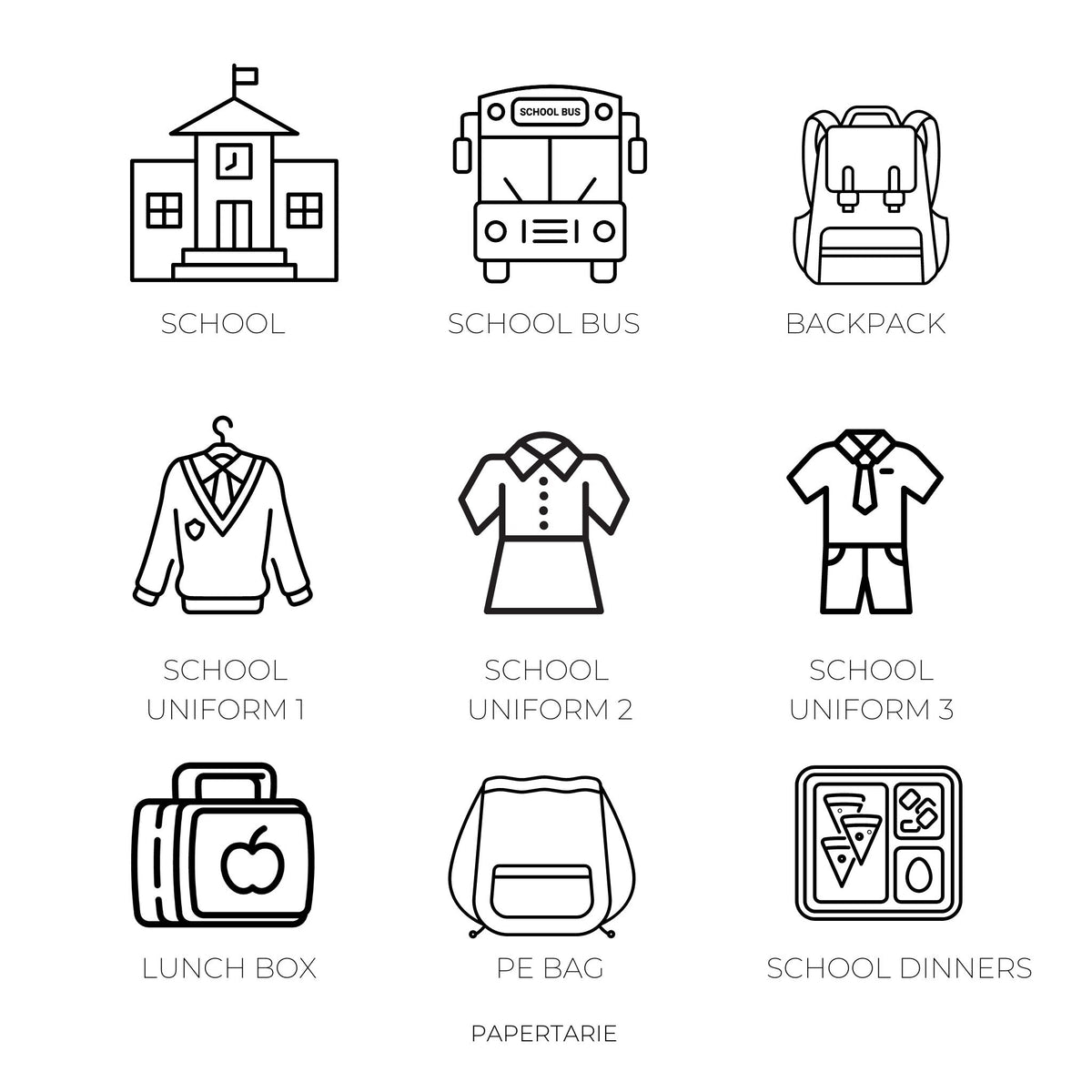Mini Education Icon Stickers | Mini Icons | 39 Options | Transparent | Matte | Glossy | Minimal | Hobonichi | Planner Stickers