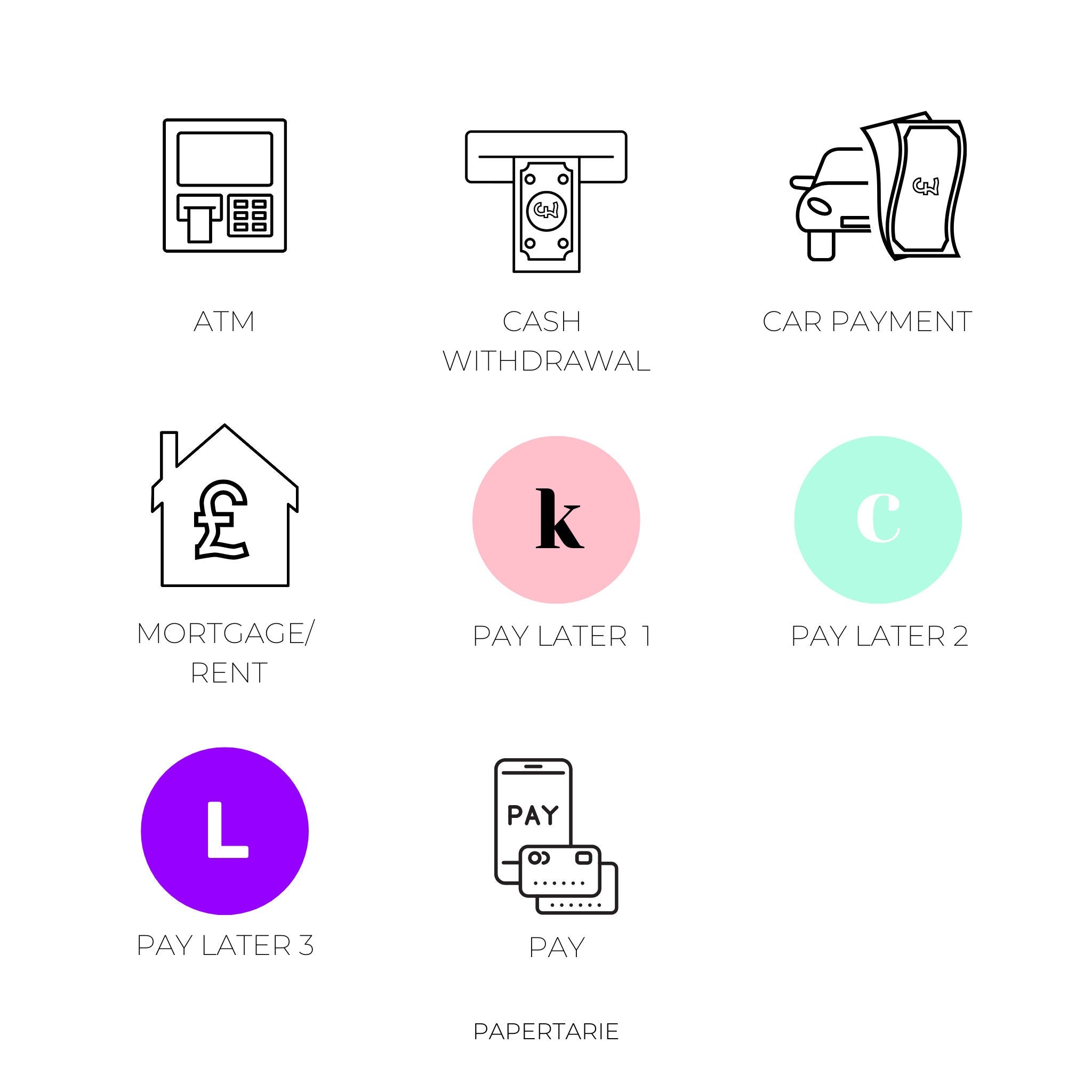 Finance Icon Stickers | Mini Icon Stickers | 13 Options | Transparent Matte | Minimal | Planner Stickers