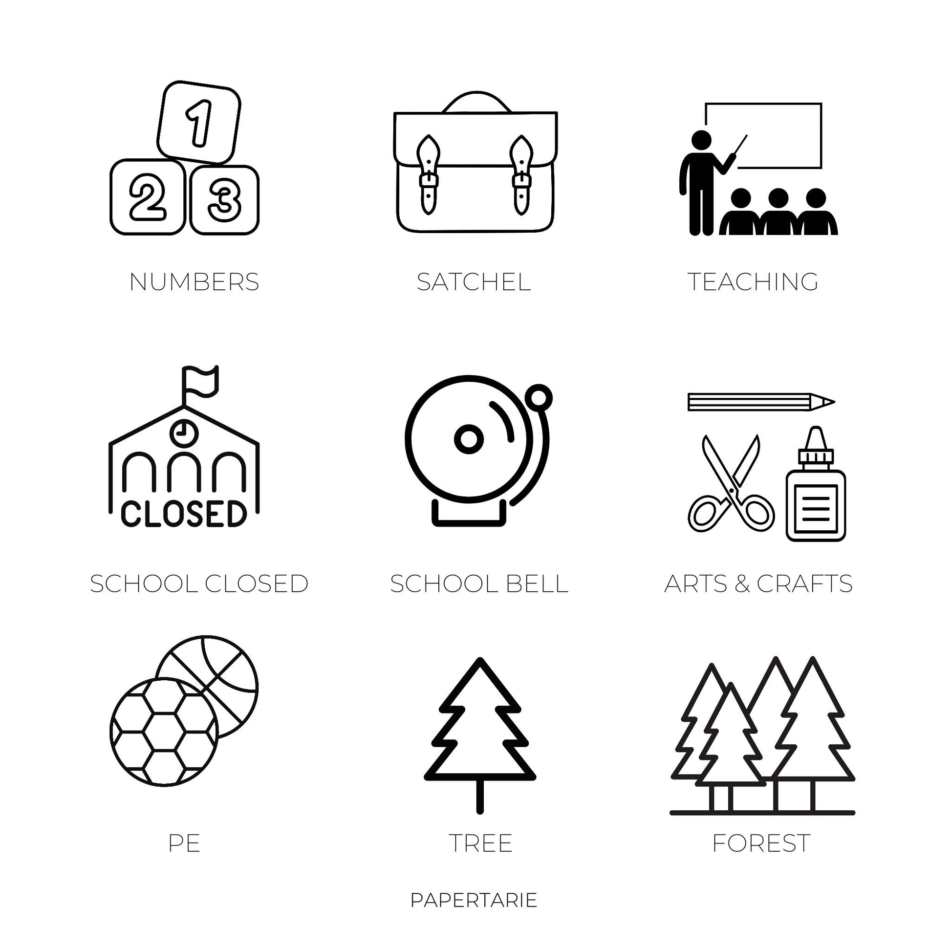 Mini Education Icon Stickers | Mini Icons | 39 Options | Transparent | Matte | Glossy | Minimal | Hobonichi | Planner Stickers