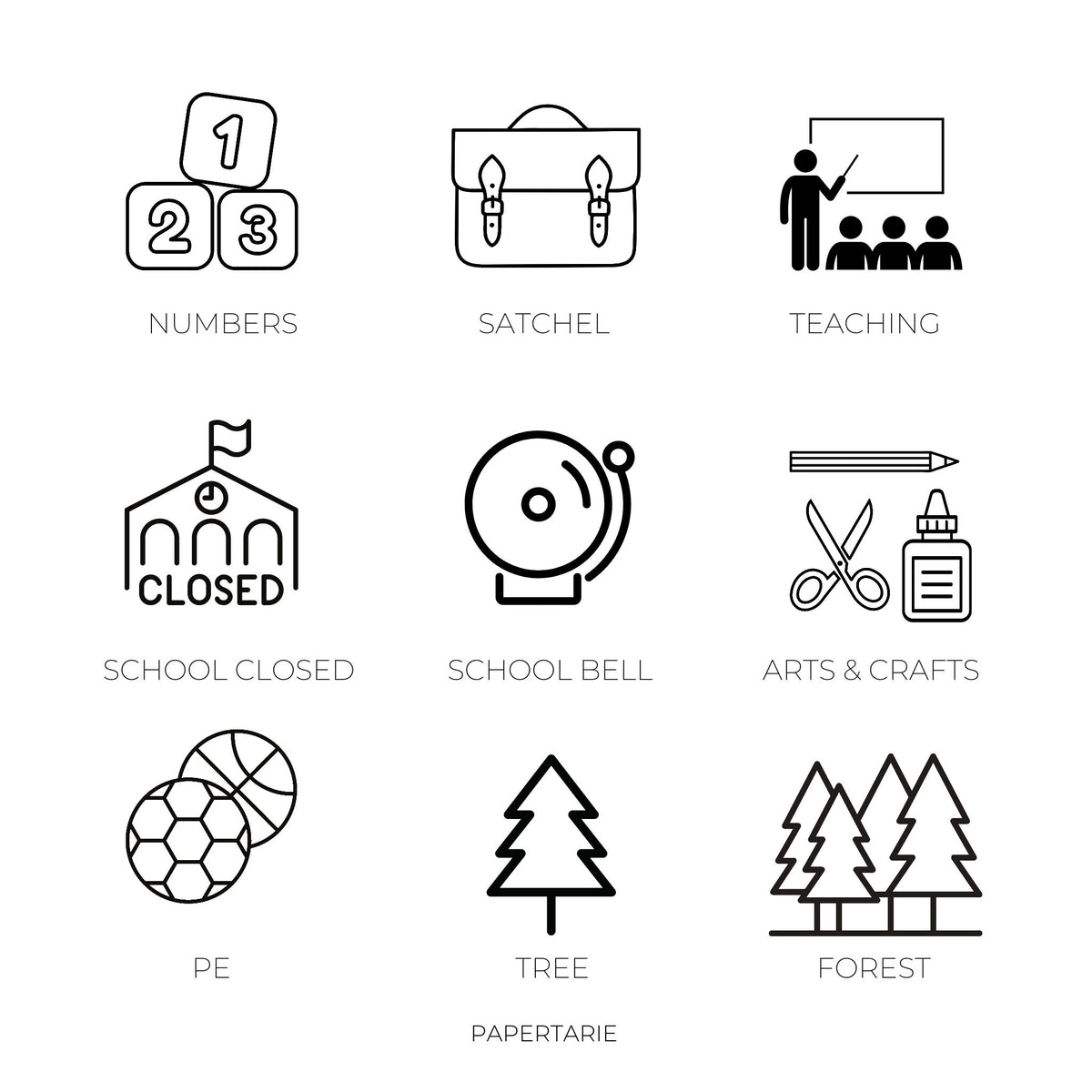 Mini Education Icon Stickers | Mini Icons | 39 Options | Transparent | Matte | Glossy | Minimal | Hobonichi | Planner Stickers