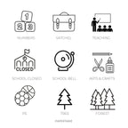 School Icon Stickers | Mini Icon Stickers | 18 Options | Transparent Matte | Minimal | Planner Stickers