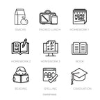 School Icon Stickers | Mini Icon Stickers | 18 Options | Transparent Matte | Minimal | Planner Stickers