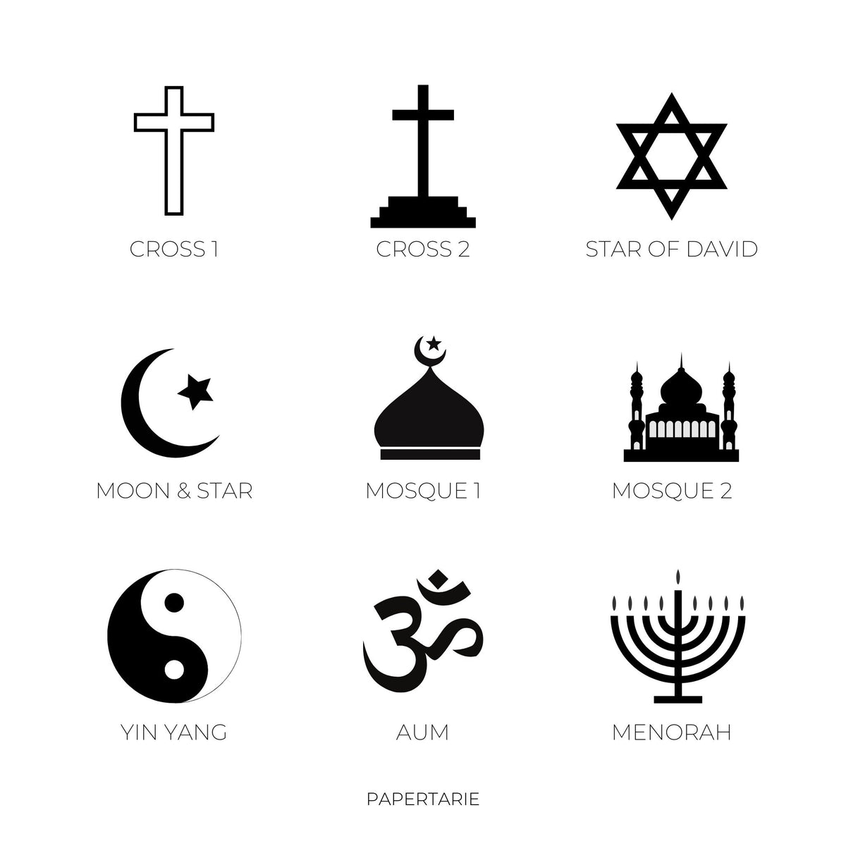 Mini Religion Icon Stickers | 10 Options | Mini Icons | Transparent | Matte | Glossy | Minimal | Hobonichi | Planner Stickers
