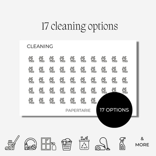 Mini Cleaning Icon Stickers | Mini Icons | 17 Options | Transparent | Matte | Glossy | Minimal | Hobonichi | Planner Stickers