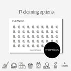 Cleaning Icon Stickers | Mini Icon Stickers | 17 Options | Chores | Transparent Matte | Minimal | Planner Stickers