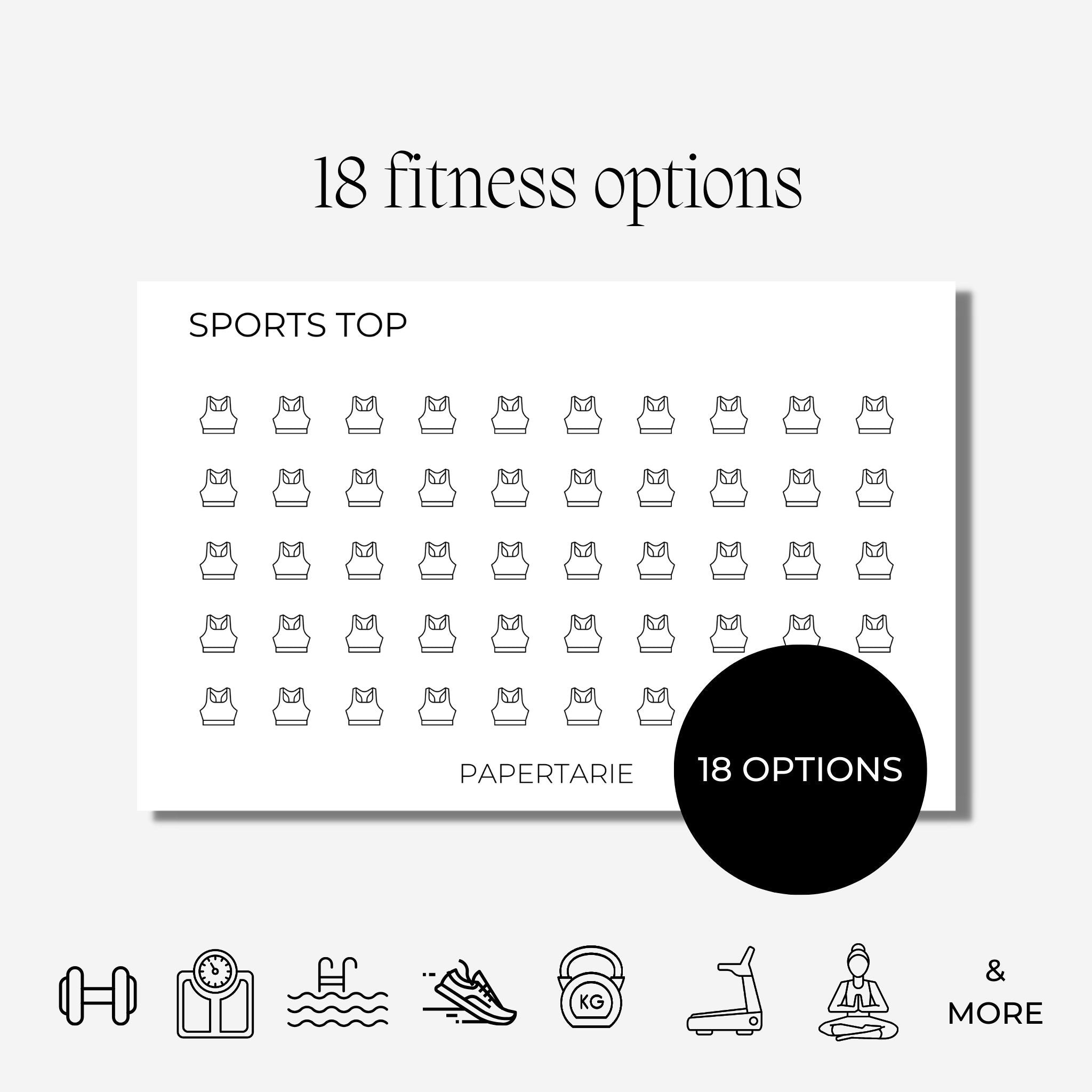 Mini Fitness Icon Stickers | Mini Icons | 18 Options | Transparent | Matte | Glossy | Minimal | Two Sizes | Planner Stickers