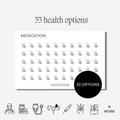 Mini Health Icon Stickers | Mini Icons | 33 Options | Transparent | Matte | Glossy | Minimal | Two Sizes | Planner Stickers | Hobonichi