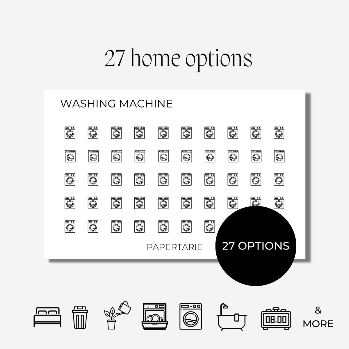 Home Icon Stickers | Mini Icon Stickers | 27 Options | Transparent Matte | Minimal | Credit Card Size | Planner Stickers